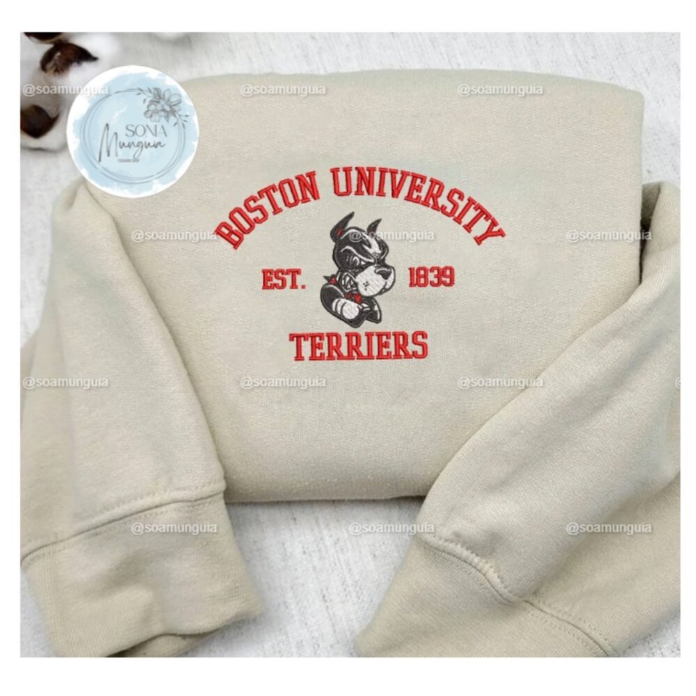Boston University Terriers sand Unisex College embroidered Sweatshirt shirt 1839